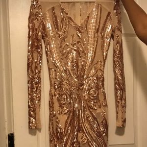 Sequin rose gold dress